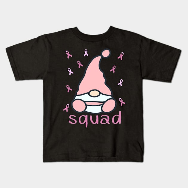 Funny Gnomes with ribbon for Breast Cancer Awareness Squad Kids T-Shirt by beautifulhandmadeart